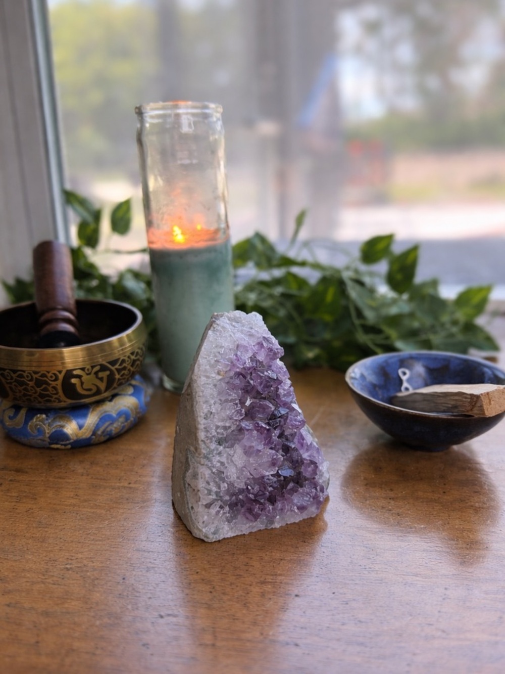 Natural Amethyst Geode Cluster Crystal Decor Purple Druzy Stone